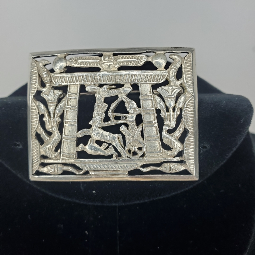 Vintage 800 Silver Antique Art Deco Egyptian Storyteller Pin Brooch